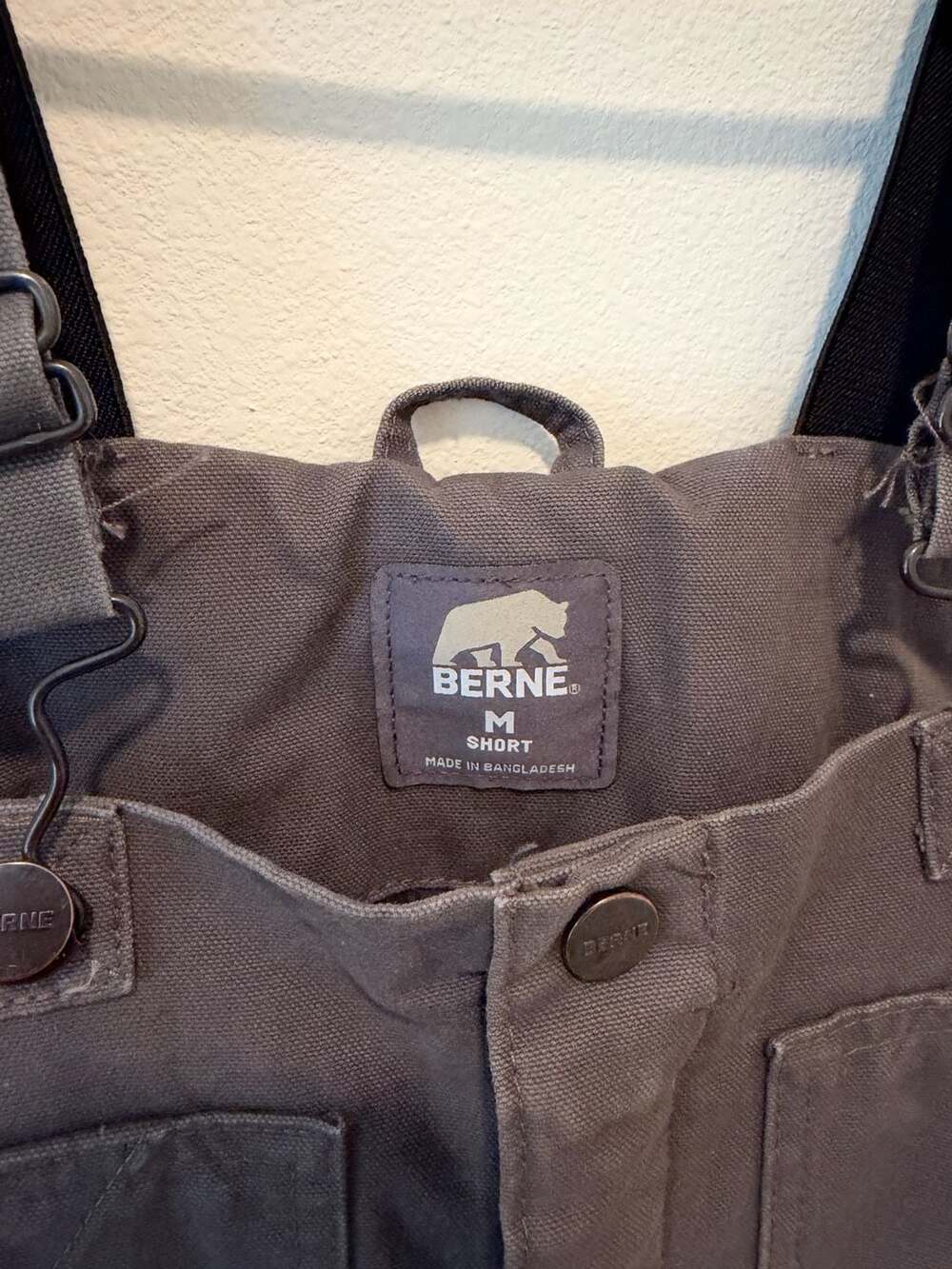 Berne Insulated Overalls Size M Short Women's 8-10 Dark Gray Canvas Bibs